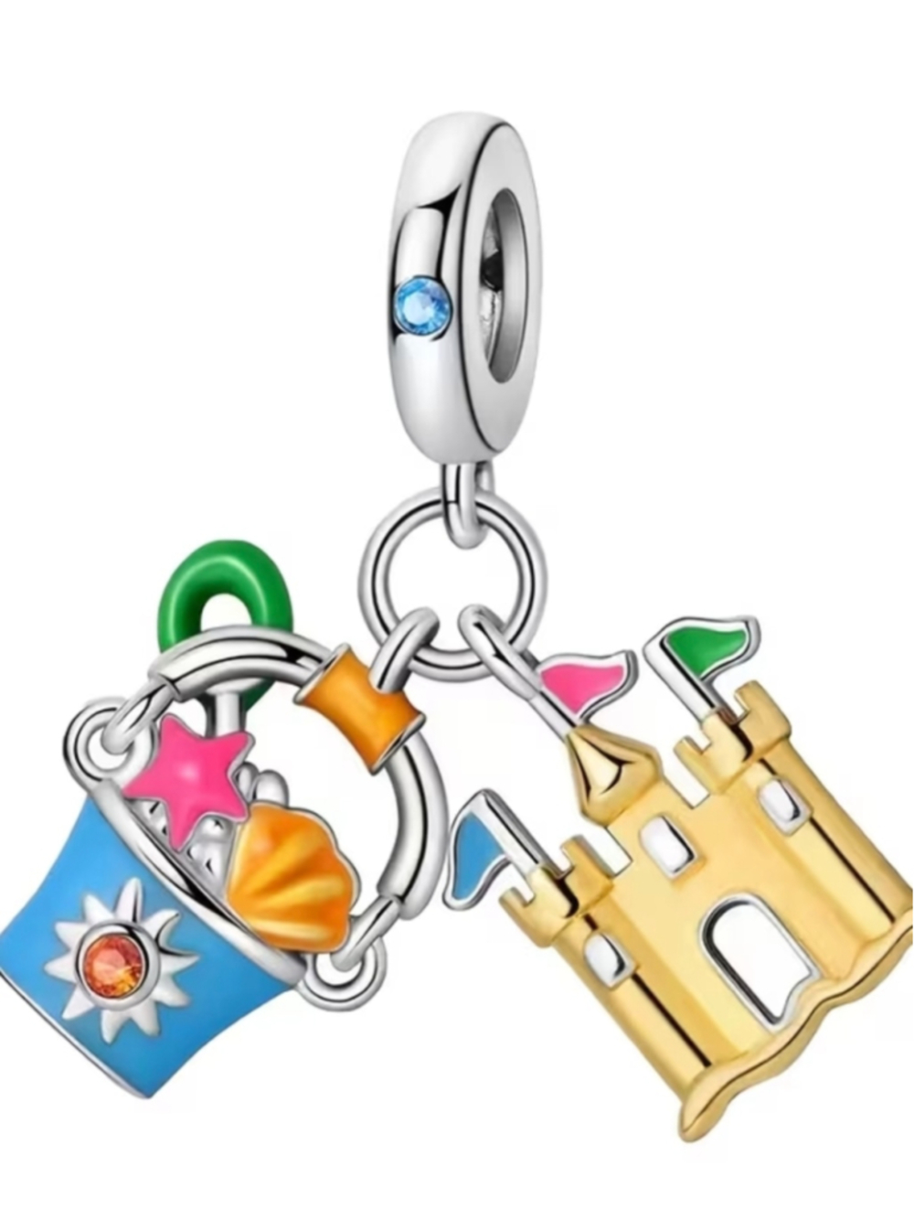 Women's Beach Charm Bracelet One Size Blue and Gold
